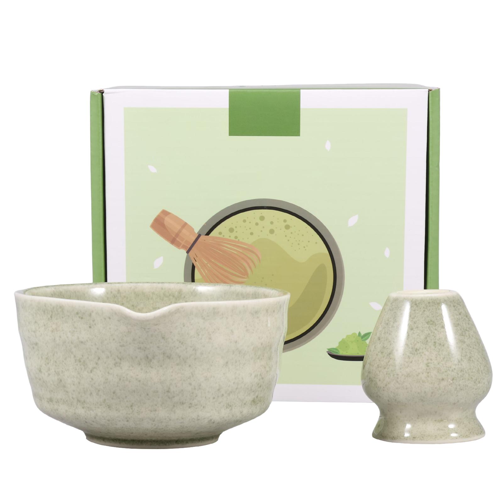 

500/550 ML Matcha Tea Set Ceramic Matcha Bowl and Chasen Stand Kits Japanese Tea Set Matcha Accessories for Tea Lovers Beginner світло-зелений колір