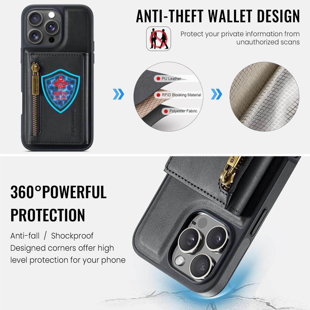 Odpinany na zamek magnetyczny skórzany portfel etui z podstawką na telefon dla iPhone 17 Air 16 15 Plus 13 12 Pro Max Samsung S25 S24 S23 Ultra Google Pokrowiec z przegródką na karty