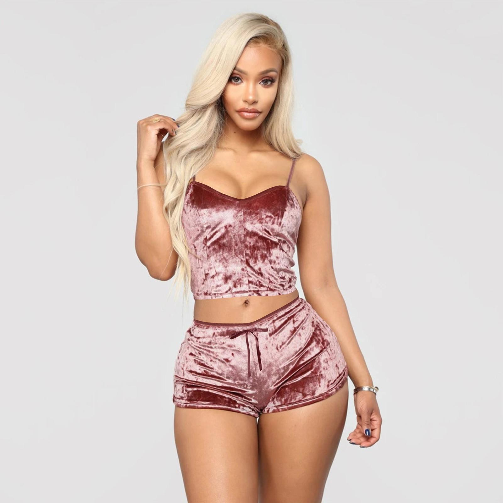 

Новое женское сексуальное женское белье с глубоким V-образным вырезом, бархатный камзол, шорты с бантом, комплект, бюстгальтер, нижнее белье XXL розовый