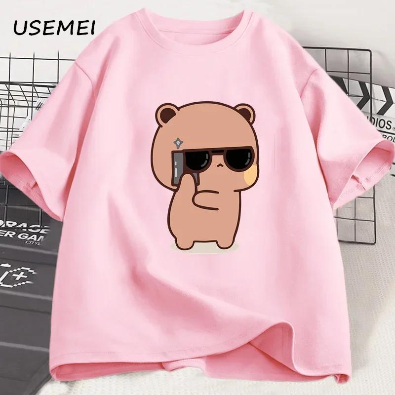 Bubu Dudu Partner T-Shirt Bär Panda Sind Spion Liebe Dinge Partner Tun T-Shirt Niedlich Passend Baumwolle T-Shirt Damen Unisex Geschenk Valentinstag