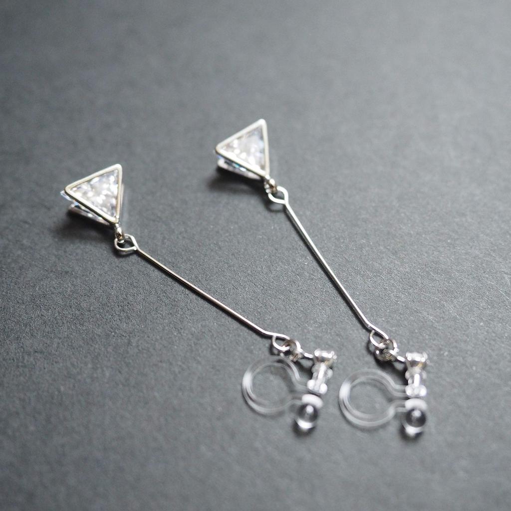 Earrings Earrings Silver CZ Earrings Popular Painless Elegant Adults Formal Triangular Cubic Zirconia Crystal Resin Earrings Miyabi Grace Miyabi Grace