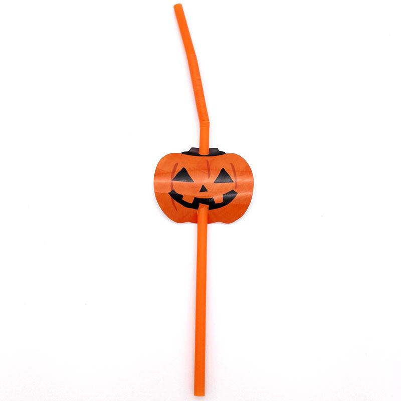 Bendable Halloween 20pcs Plastic Straws Pumpkin And Vampire Party Supplies