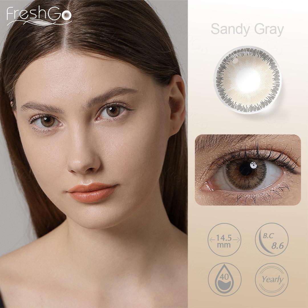 

Цветные контактные линзы FreshGo, синие, 1 пара мягких цветных линз для глаз, красотка для учеников, ежегодные косметические цветные контактные линзы серый