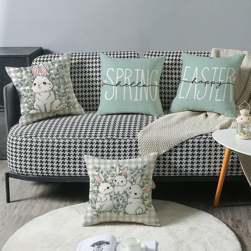 New Easter Pillow Cover Cushion Cover Rabbit Cartoon Home Letter Print Sand Cushion Cover