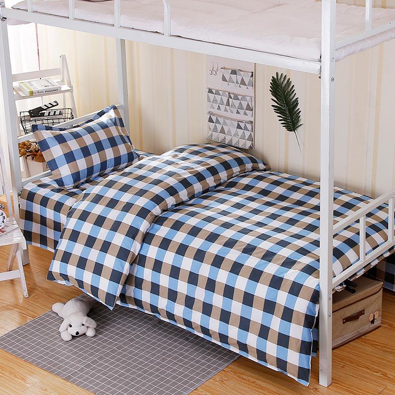 Dormitory Pure Cotton 3-Piece Bedding Set: Single Duvet Cover, Bed Sheet, Pillowcase for Student Bunk Bed 0.9m Set: Bed Sheet, Duvet Cover, Pillowcase