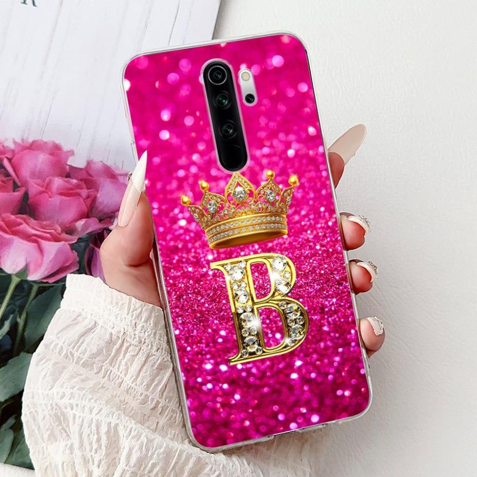 Fashion Crown Initial Letter Case For Xiaomi Redmi Note 8 Pro Note8 8T Soft Silicone TPU Cover For Redmi Note 8 8Pro Phone Cases