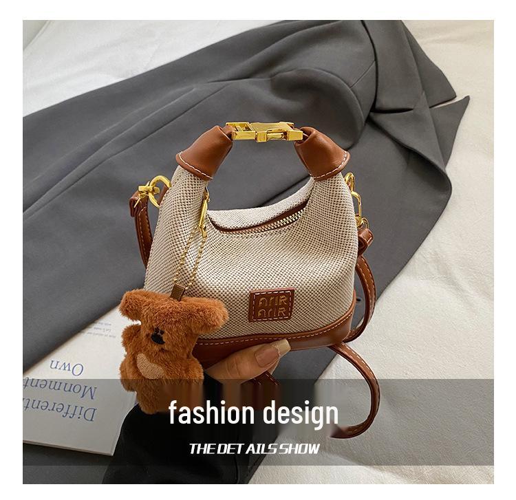 2025 Korean Trendy Plaid Kids Crossbody & Handheld Mini Crescent Bag