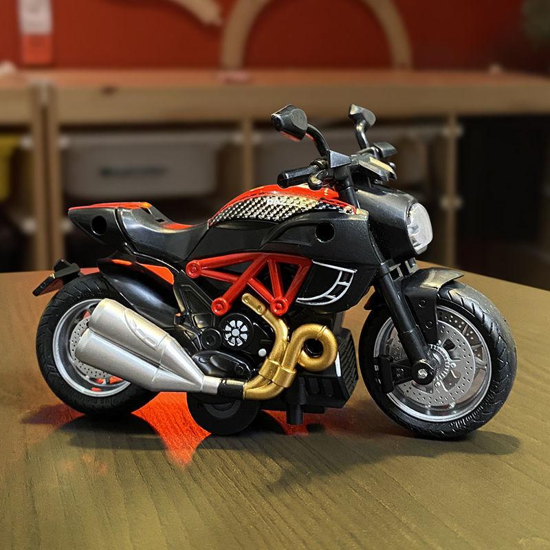 Non-Toxic 1/14 Motorcycle Toys Simulation Alloy Car Model With Sound And Light Pull Back Toy Car Toys Hobbies Modeling Die Cast Vehicles