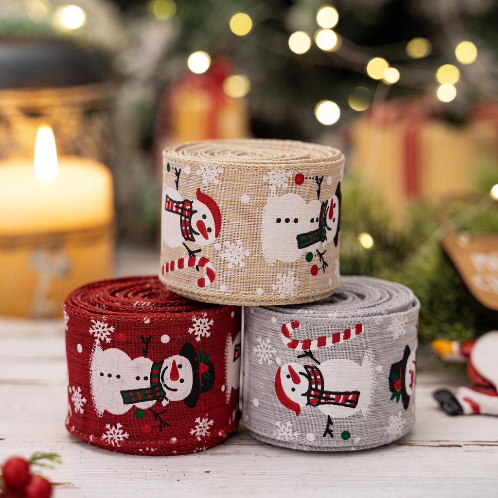 Haobei Christmas Snowman Ribbon for Tree and Gift Decoration