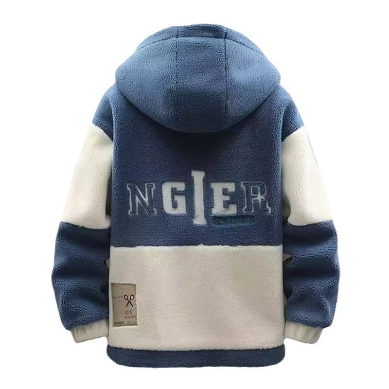Autumn Winter Lamb Fleece Jacket Thick and Casual Men's Loose Fit Suitable for Teenagers