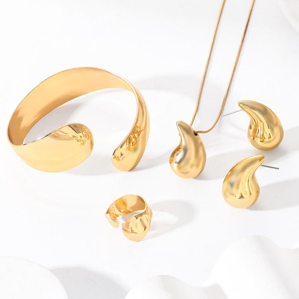 Elegantní sada šperků typu Water Drop: Evropské a Americké Designové Náušnice, Náhrdelník a Náramek pro Ženy - Skladem, Rychlé Dodání