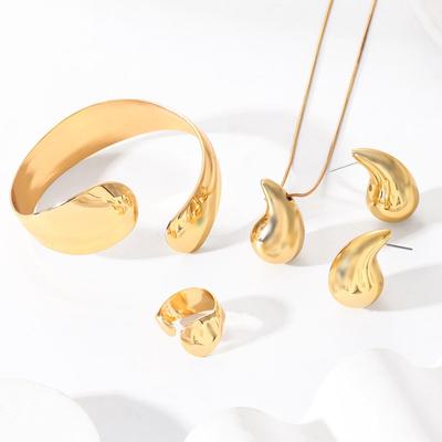 Elegant Water Drop Jewelry Set: European & American Design Earrings, Necklace, & Bracelet for Women - In Stock, Fast Shipping