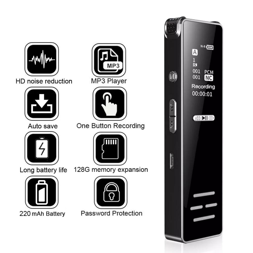 Voice Recorder 10 Meter Distance Digital Voice Activated Audio Recording Portable Noise Reduction Audio Recorder Mini MP3 Player