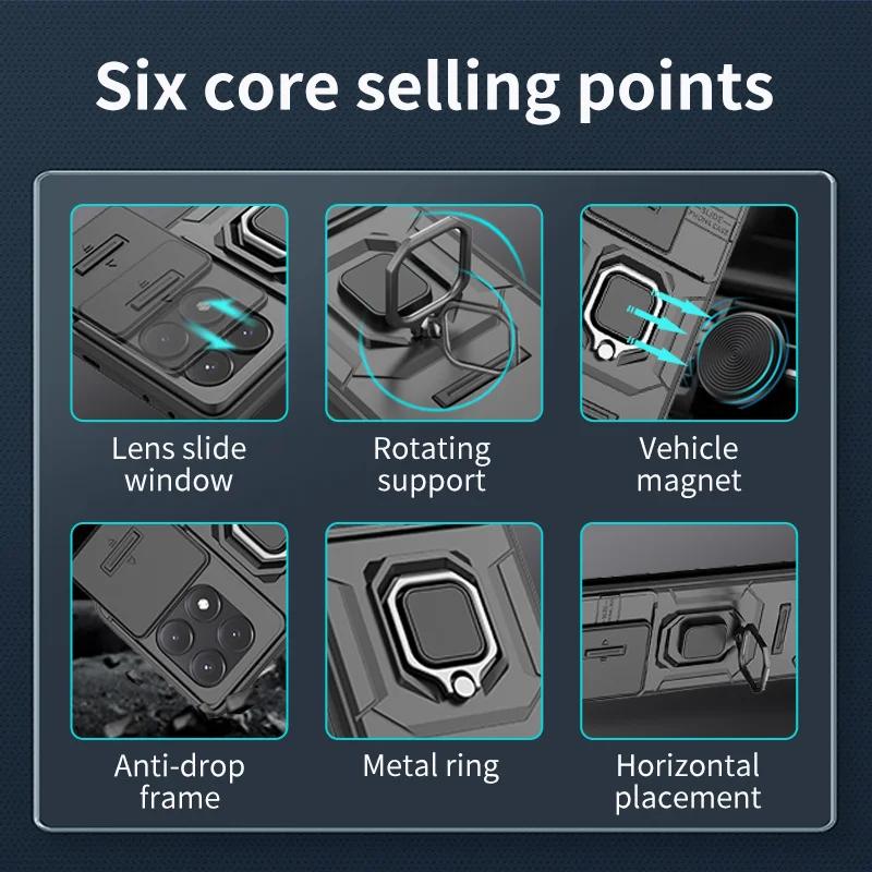 For Realme 12 Plus Case Slide Camera Protect Armor Coque For Realme 12+ Realme12 Plus 5G Magnetic Holder Ring Cover Realmi 12 +