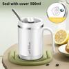 500ML Isolierte Kaffeetasse Reisebecher Thermosflasche aus Edelstahl mit Strohhalm