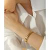 Yhpup New Unique Cubic Zirconia Geometric 18k Gold Color Stainless Steel Bracelet Bangle Waterproof Statement Jewelry Women Gift