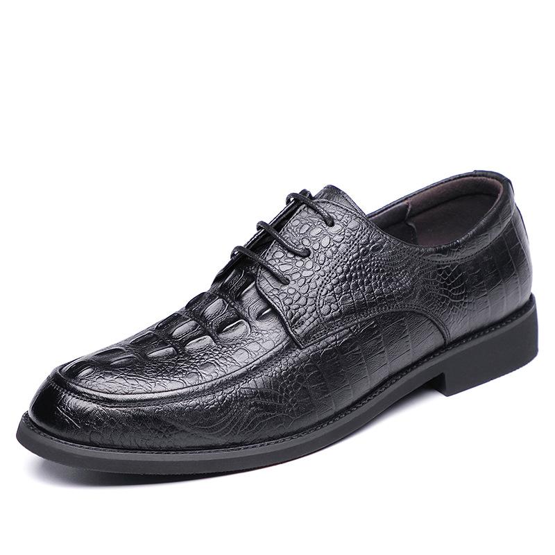 Men's business casual leather shoes genuine leather crocodile gentleman pointed men's shoes British men's single shoes shoes