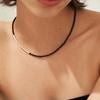 Natural freshwater pearl black spinel necklace women's s911 sterling silver sweet cool wind collarbone chain accessories light luxury high sense