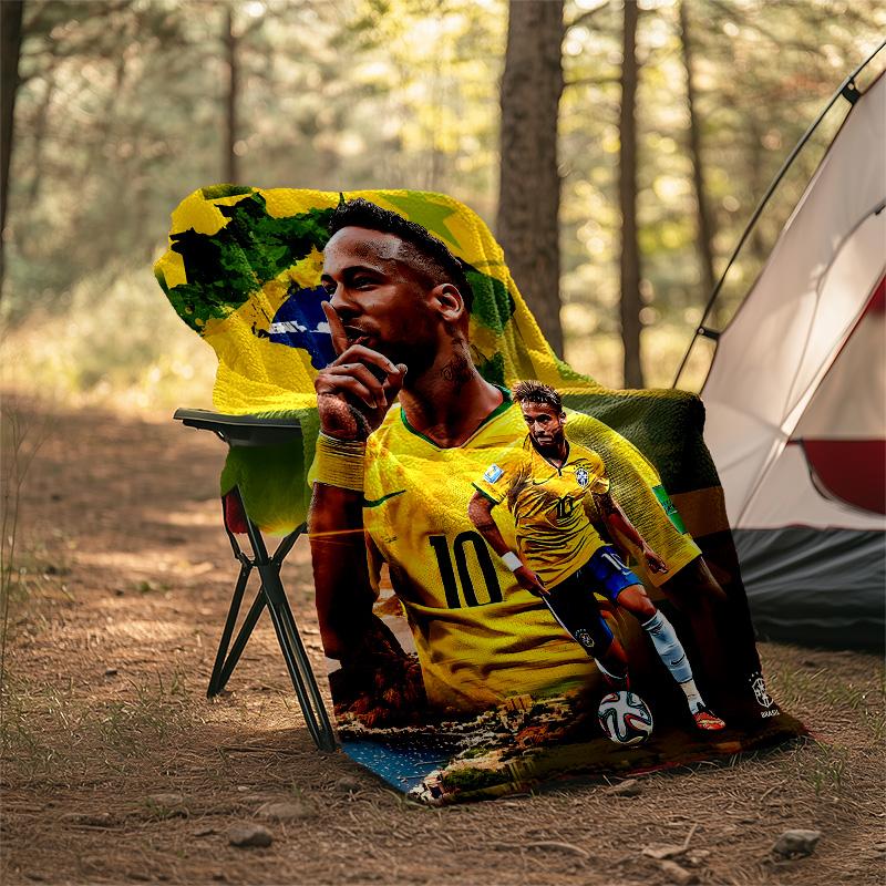1pc Neymar1 Theme Blanket - Digital Print, Polyester, Cozy for All Seasons, Perfect for Outdoor, and Travel