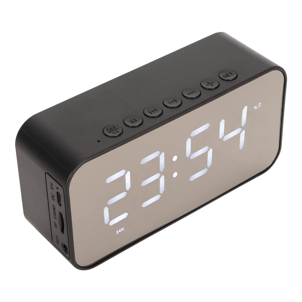 Wireless Speaker Stereo Sound Noise Cancelling Temperature Display Voice Broadcast FM Radio Mirror Alarm Clock