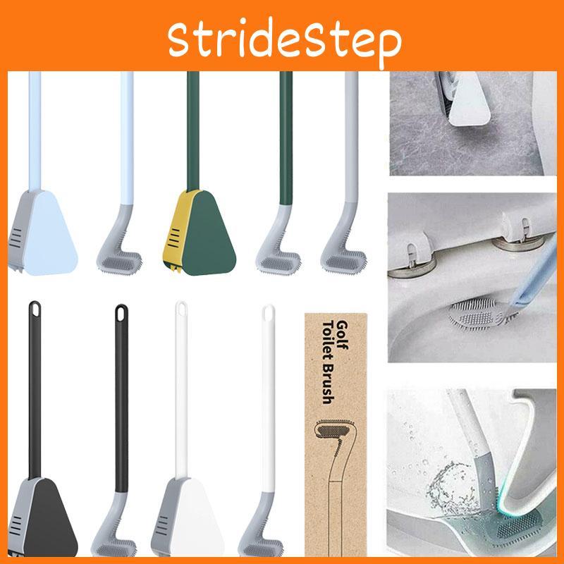 Golf Club Style Toilet Cleaning Brush Soft Plastic Bristles Extended Reach Leak-proof Bottom