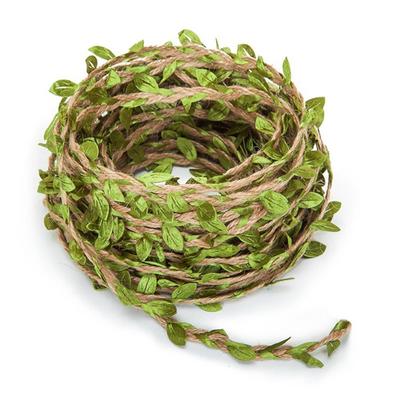 Simulering Gröna Löv Vävning Hamprep Bröllop Födelsedag Bröllopsdekoration Rotting Presentbukett Förpackningsrep 5mm 5yards