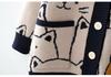 Women's Plus Size V-Neck Cat Jacquard Knit Cardigan - Preppy Autumn/Winter Cartoon Style