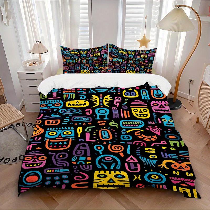 

3pcs Abstract Patterns Soft Comfortable Bedding set, For Bedroom, Guest Room And Dorm, All - Season Use, High-Definition Printing152 135x200cm