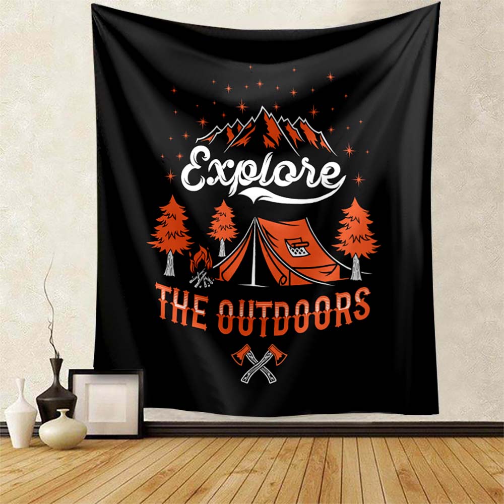 Camping Tapestry Camper Outing Accessories Fun Kids Room Club Man Cave Home Bedroom Wall Decor Backdrop