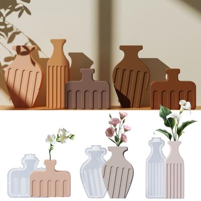 Gestreifte Silikon-Vasenformen für Epoxidharzherstellung Blumenvase Gipsdekoration Strukturierte Blumenvase Silikonformen