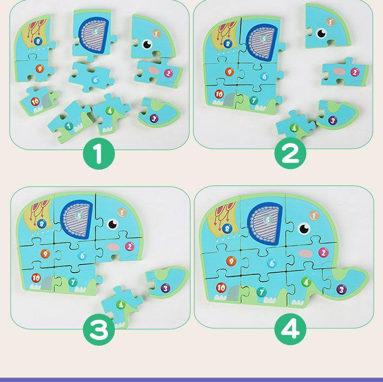 Children's 3D Wooden Number Puzzle: Educational Animal & Vehicle Board Toy