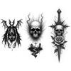 3pcs Temporary Tattoo Waterproof Long-lasting Body Stickers Skull With Snake Cracked Skull Fox Skeleton For Thighs Adults