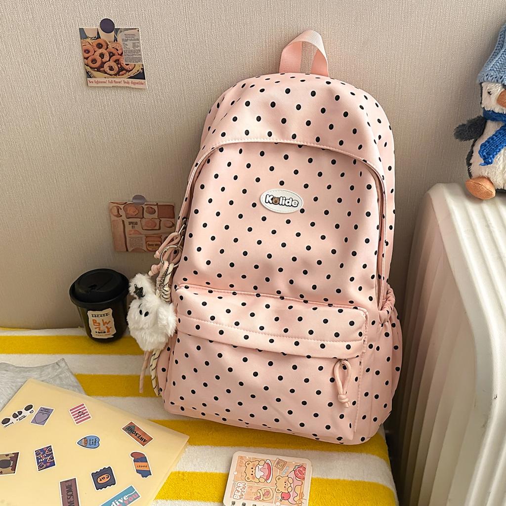 Schoolbag backpack Korean simple polka dots sweet wind early high school students commute light burden student backpack