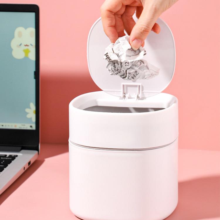 Poubelle de Bureau à Pression en Bois de Riz pour Maison, Bureau, Voiture - Corbeille à Papier & Bac de Rangement