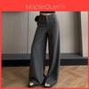 Vintage Wool Blend Wide Leg Casual Pants With Irregular Design For Women Spring Summer 2025