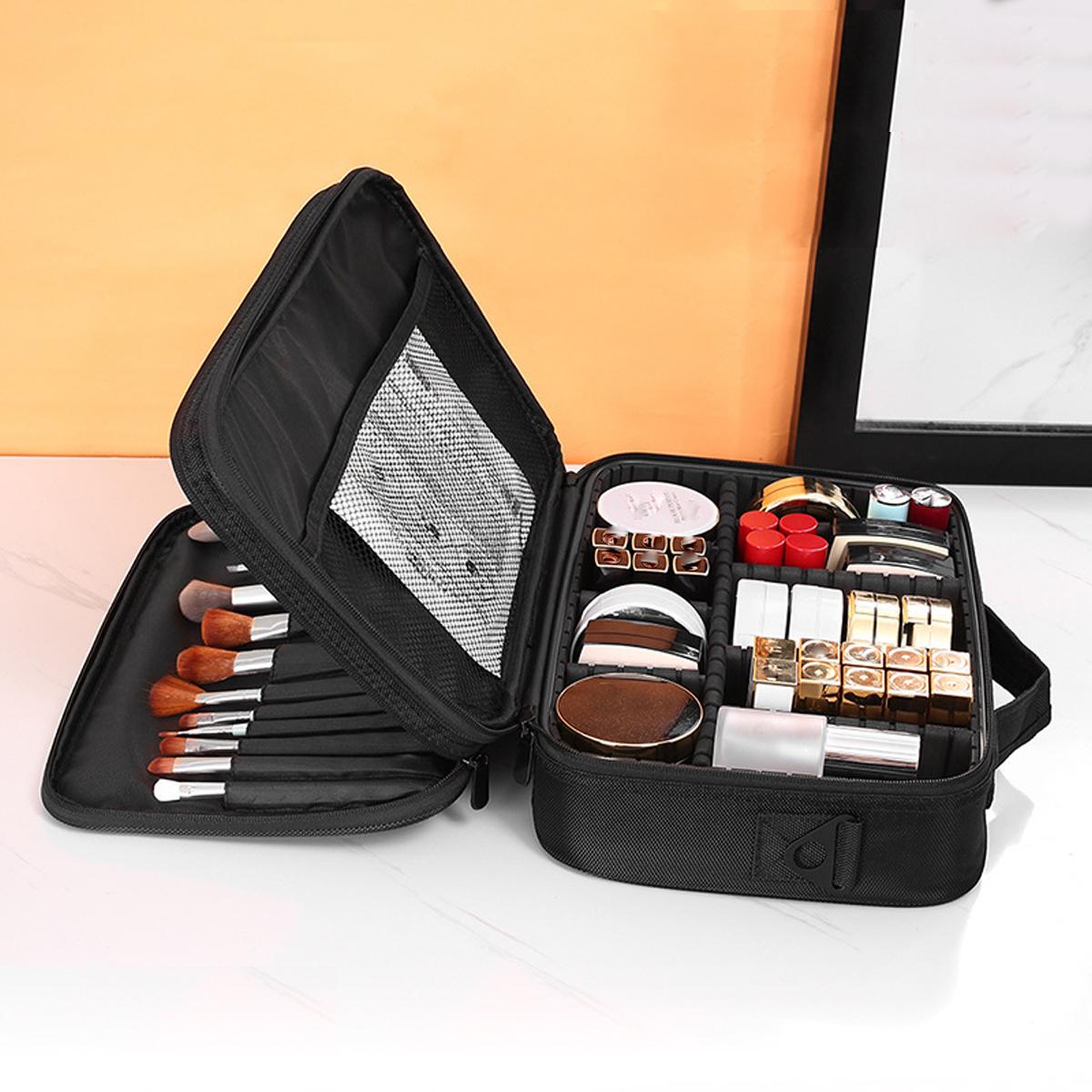 

Трехслойный косметичка, большой водонепроницаемый ящик из ткани Оксфорд, маникюрный набор для макияжа, дорожный ящик для хранения нижнего белья