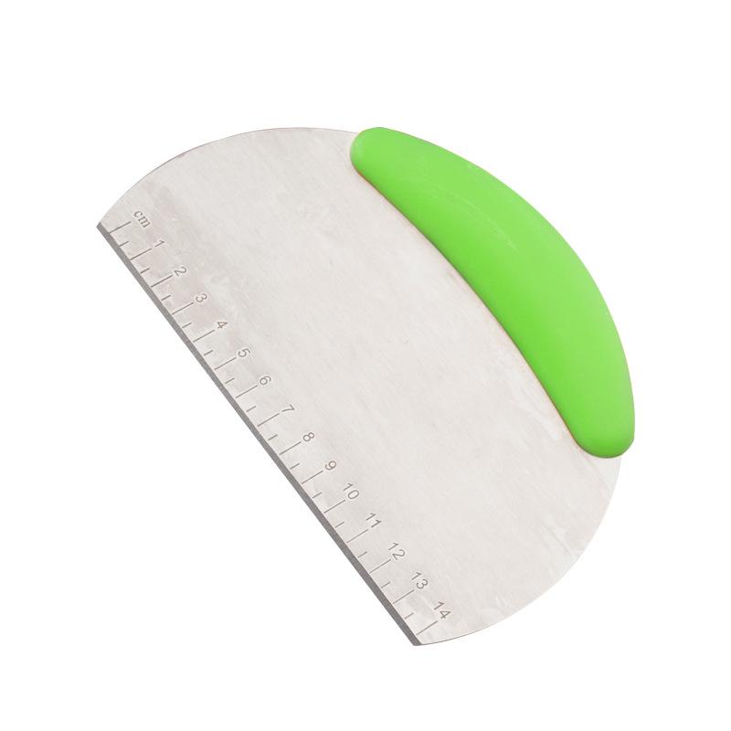 Stainless Steel Beveled Rice Noodle and Cream Scraper with Scale - Multi-Purpose Baking Cutter.
