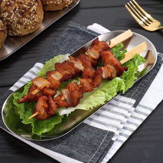RVS Serveerschaal Scandinavische Ovalen Schaal voor Dessert BBQ Voedselveilig Gerecht voor Keuken Restaurant Huisdecoratie
