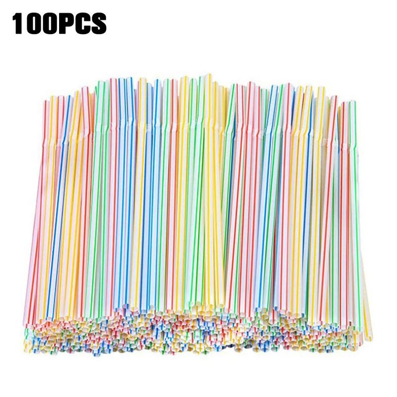 Colorful Disposable Plastic Curved Drinking Straws Reusable Flexible Plastic Drinking Straws Wedding Party Bar Drink Accessories