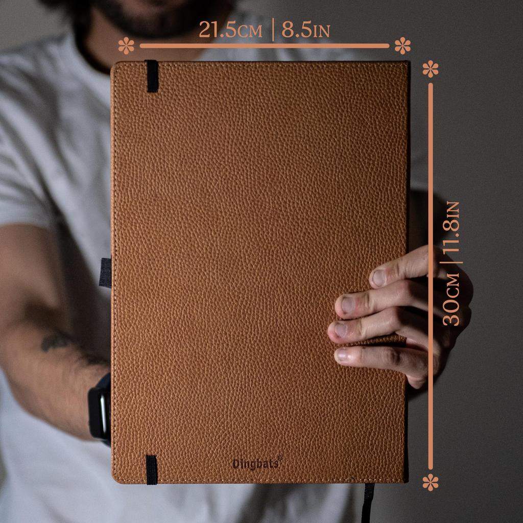 Wild Animals Oversized Dotted Notebook A4 Hardcover PU Leather Journal Ideal for and Business with Elastic Pen and Bookmark Dingbats - - - Work,