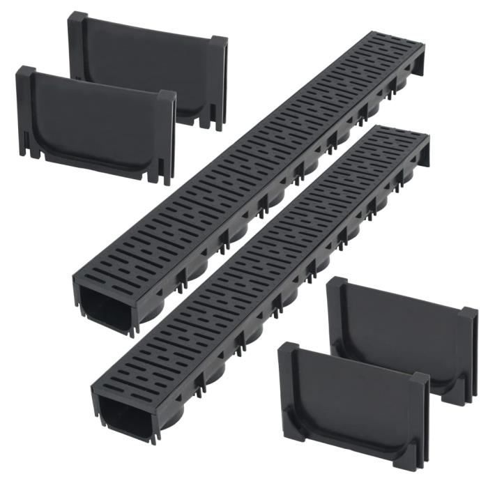 VidaXL Drainage Channel 2 Pcs Plastic 2 M