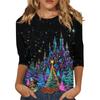 Women's Fashion Casual Christmas Printed Round Neck Long Sleeve Pullover Top
