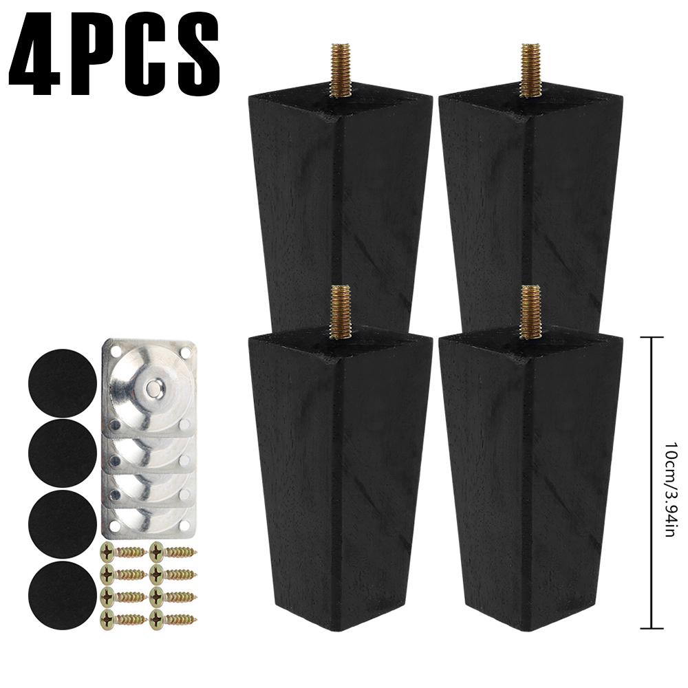 4/8 шт. Квадратные ножки для мебели 6/10/15 см Ножки для дивана из массива дерева Замена Высота Мебельные ножки с винтами Монтажная пластина Подушечки