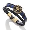 JMXD 12 Zodiac Punk Style Studded Leather Bracelet Hand-Woven Rope Zodiac Band Fashion Accessory Unisex Gift