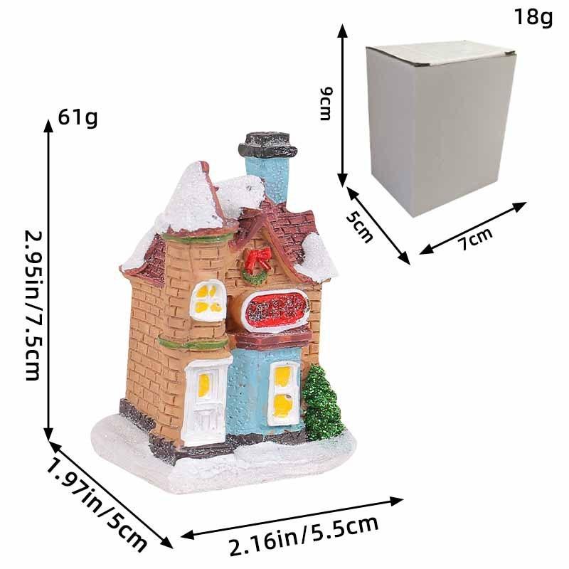 Jingchen new Christmas decorations resin hut colorful luminous house tabletop ornament