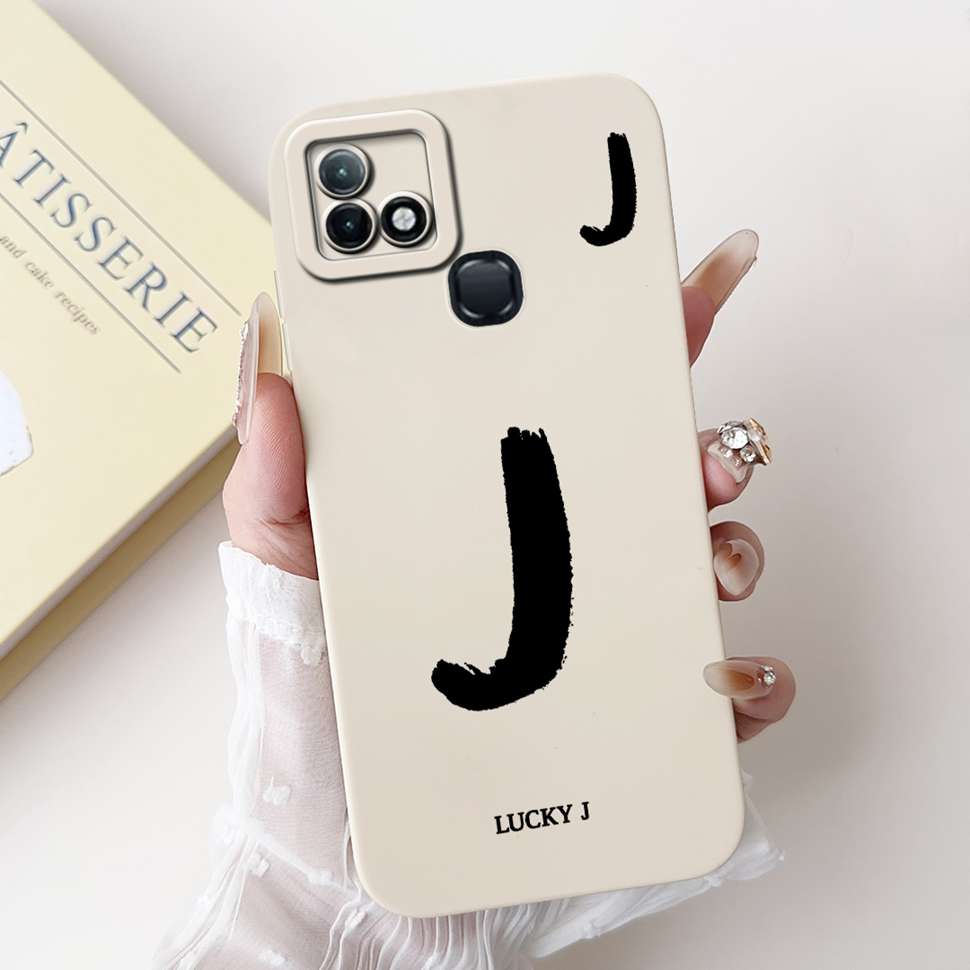 For Infinix Hot 10i X659B Case White Lucky Letters A-Z Soft Silicone Cover For Infinix Hot10I Smart 5 Pro 6.52 " Phone Cases