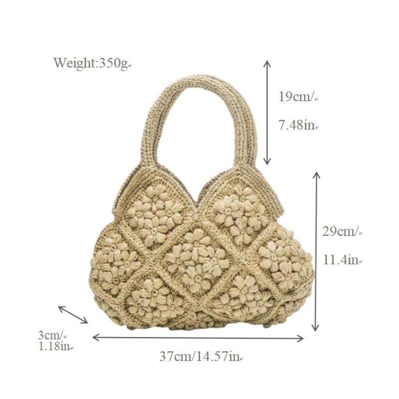 New High-end Three-dimensional Flower Straw Bag Women's Handmade Paper Rope Woven Bag Seaside Vacation Portable Beach Bag