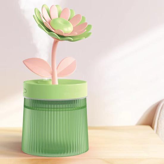 Luftbefeuchter mit großer Kapazität USB Blumenform Doppelspray Geräuscharm Automatische Abschaltung Luftbefeuchter Ätherisches Öl Diffusor mit Licht