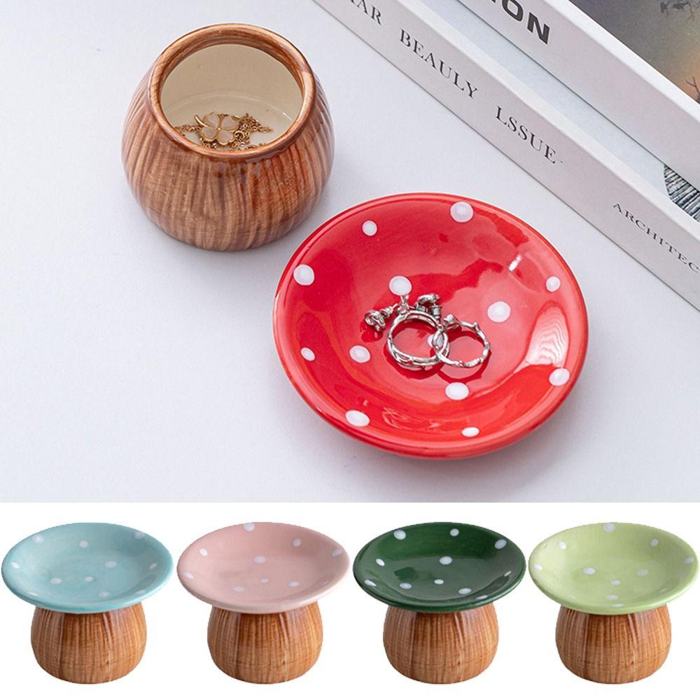 Mushroom Shape Mushroom Storage Tray Detachable Jewelry Organizer Cute Ceramic Key Catchall Phone