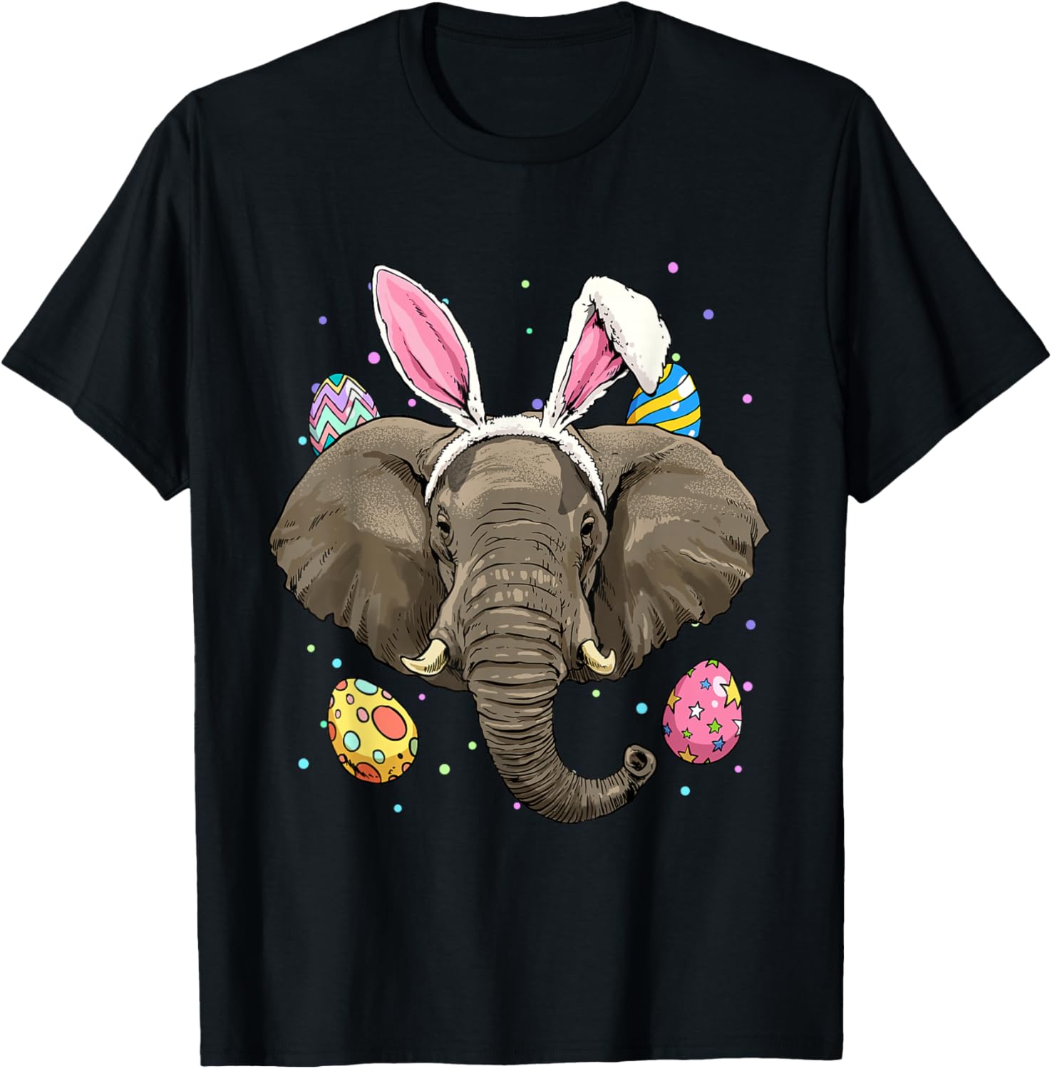 

Elephant Bunny Ears Easter T-Shirt Cute Animal Lover Graphic Tee Spring Trip 4XL